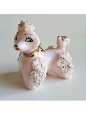 Vintage Mid-Century Pink Spaghetti Poodle Figurine - Miniature